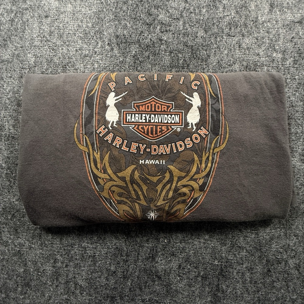 Vintage Harley Davidson Shirt Mens Extra Large Gray Pacific Hawaii USA Made